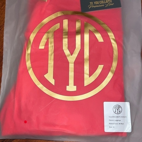 Til You Collapse Ribbed Classic Leggings - Red Medium workout gym Athleisure - Picture 4 of 9